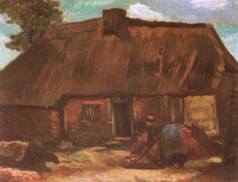 Vincent Van Gogh Cottage with Peasant Woman Digging (nn04) China oil painting art